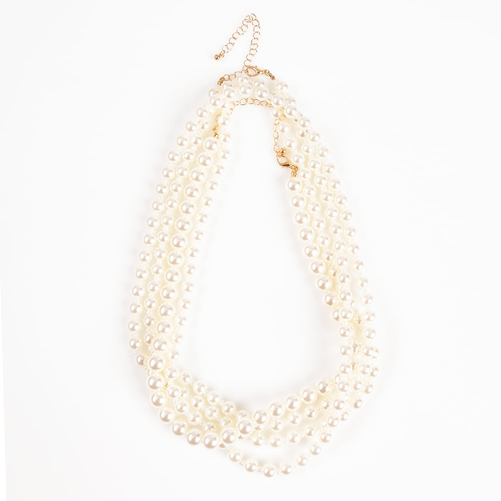 Set 2 coliere elegante cu perle albe acrilice