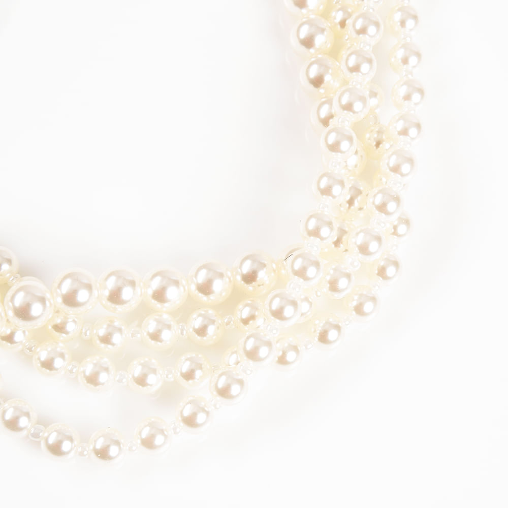 Set 2 coliere elegante cu perle albe acrilice - 1 | YEO