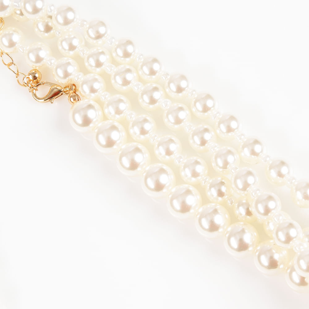 Set 2 coliere elegante cu perle albe acrilice - 2 | YEO