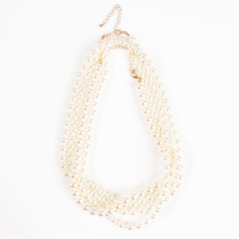 Set 2 coliere elegante cu perle albe acrilice - 4 | YEO