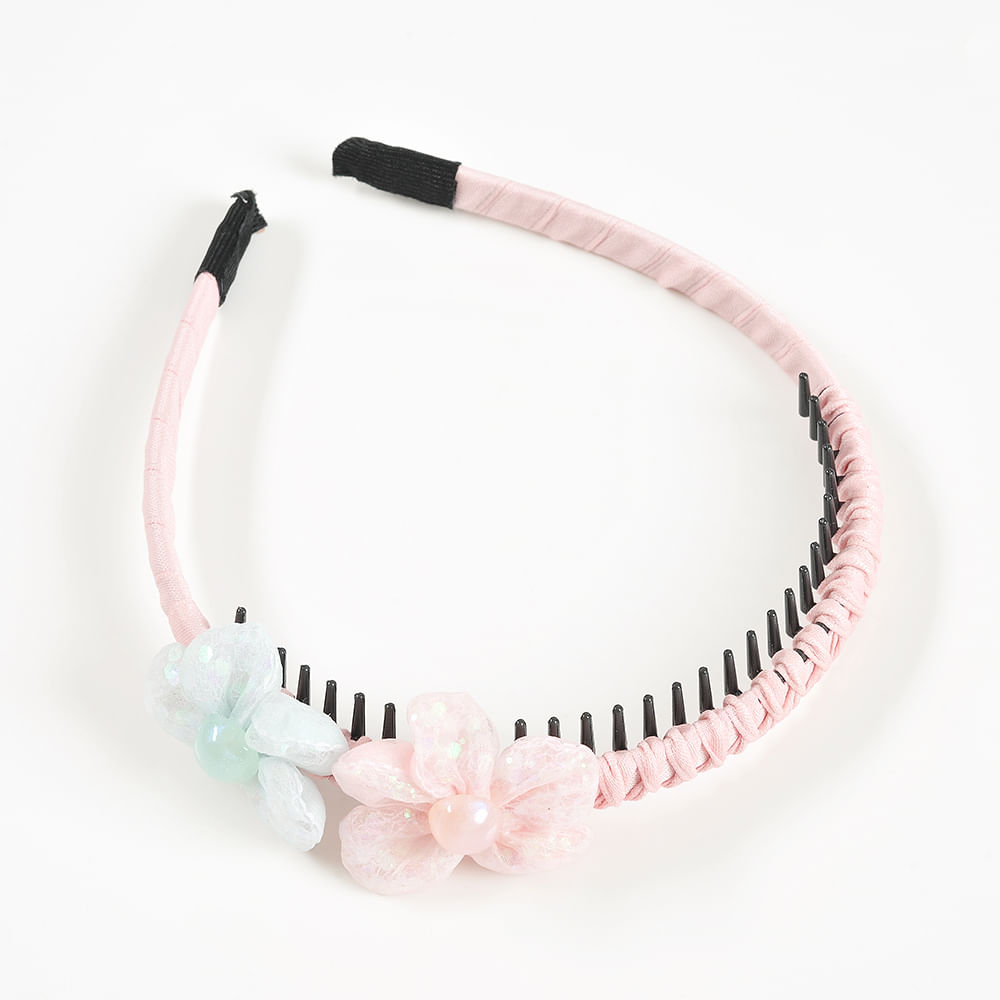Bentita roz de par cu doua flori - 3 | YEO