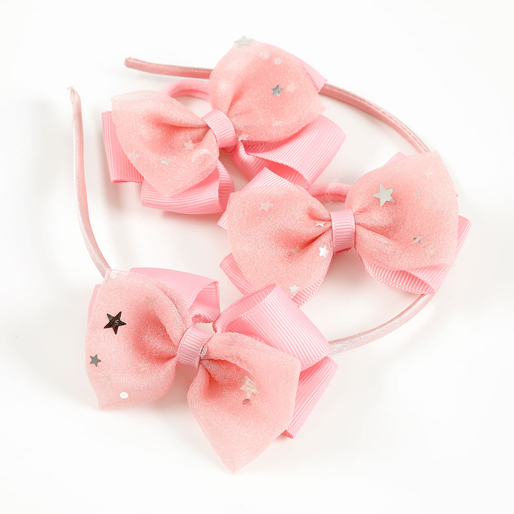 Set bentita roz cu doua elastice de par