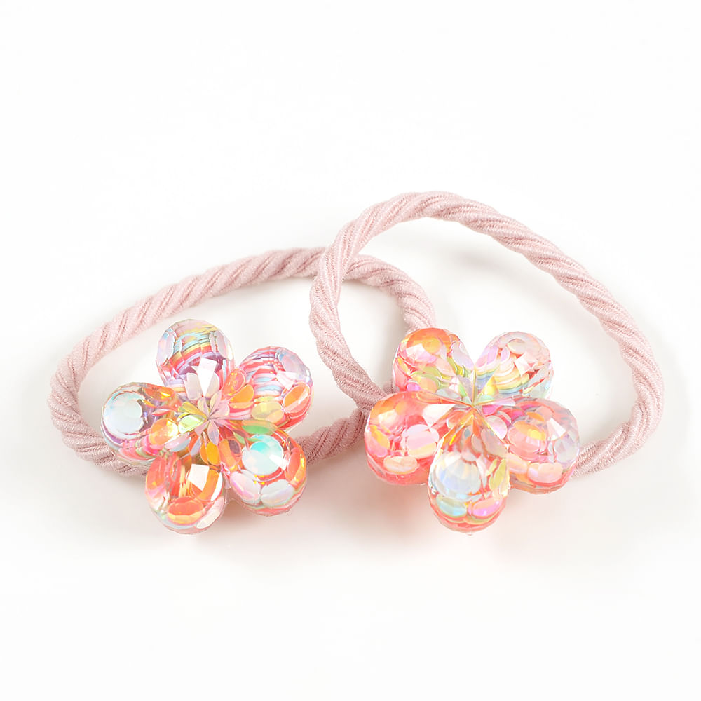 Set 2 elastice de par cu floare multicolora