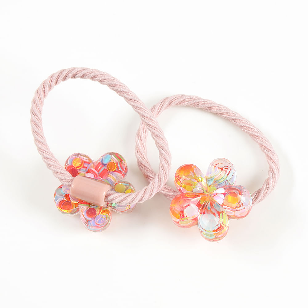 Set 2 elastice de par cu floare multicolora - 1 | YEO
