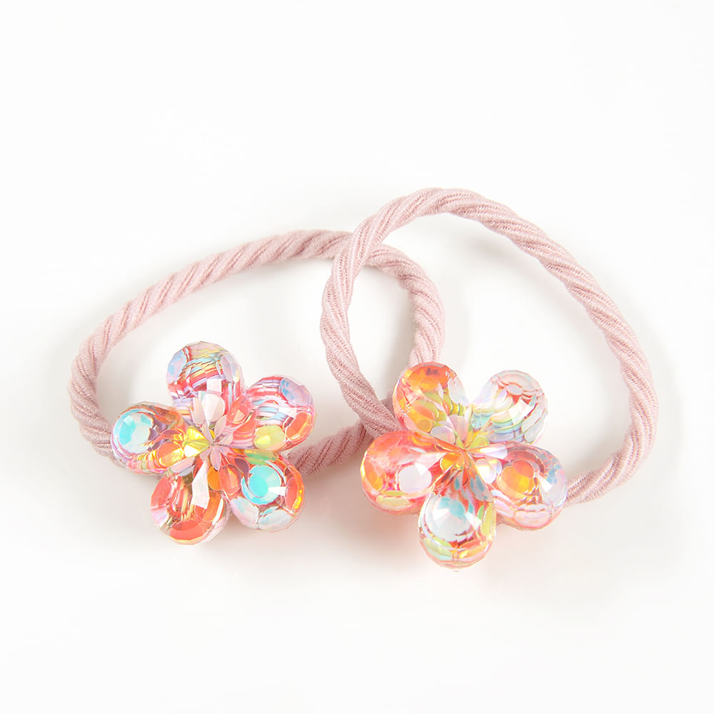 Set 2 elastice de par cu floare multicolora - 3 | YEO