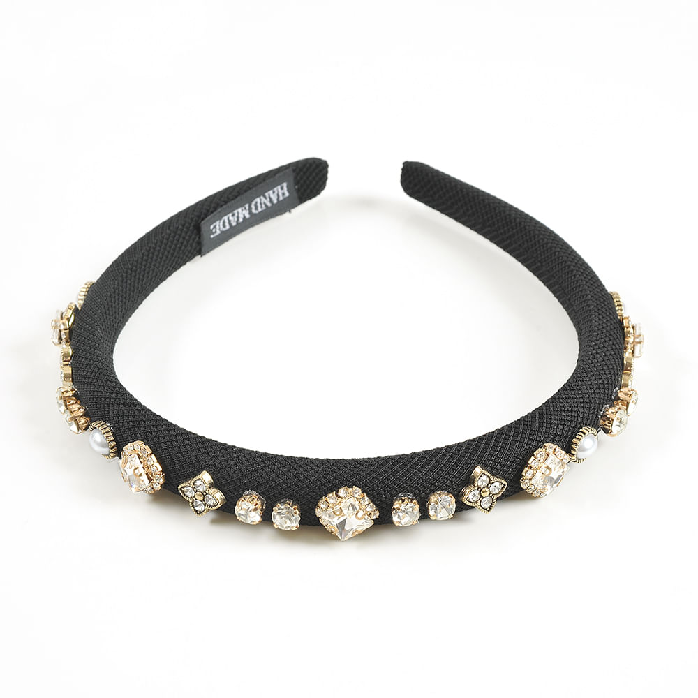 Bentita neagra cu pietre acrilice - 1 | YEO