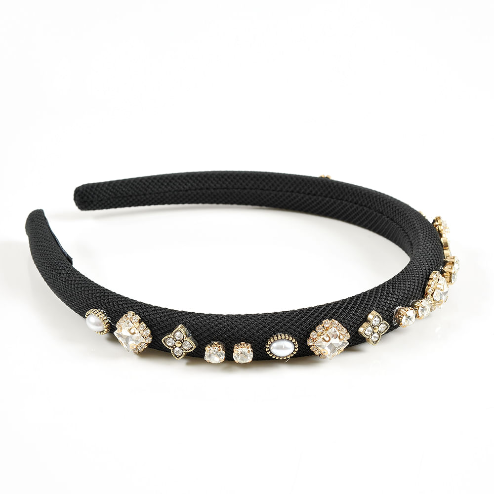 Bentita neagra cu pietre acrilice - 2 | YEO