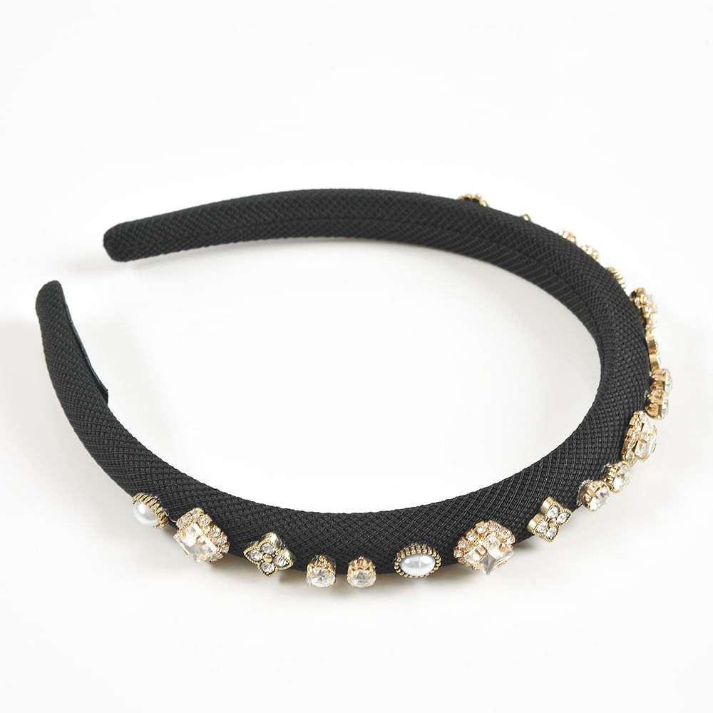 Bentita neagra cu pietre acrilice - 3 | YEO