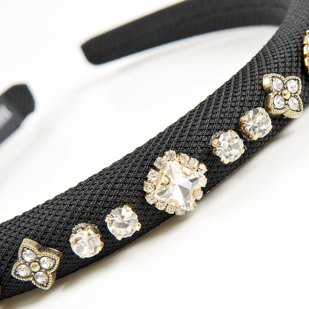 Bentita neagra cu pietre acrilice - 4 | YEO