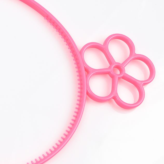 Bentita roz din plastic cu flori decorative stilizate