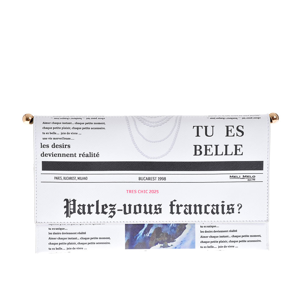 Geanta plic alba Tu es Belle - 2 | YEO