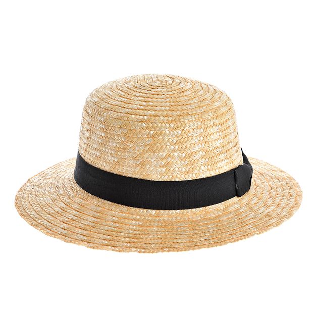Palarie bej cu panglica neagra