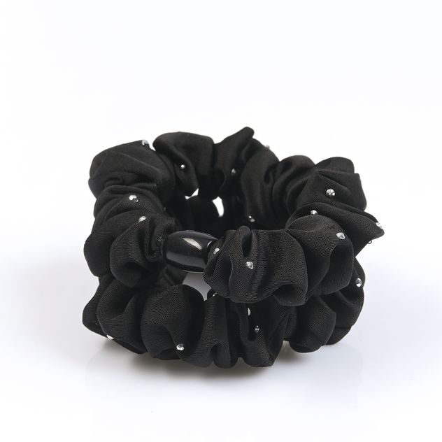 Set 2 elastice de par negre cu strasuri fine