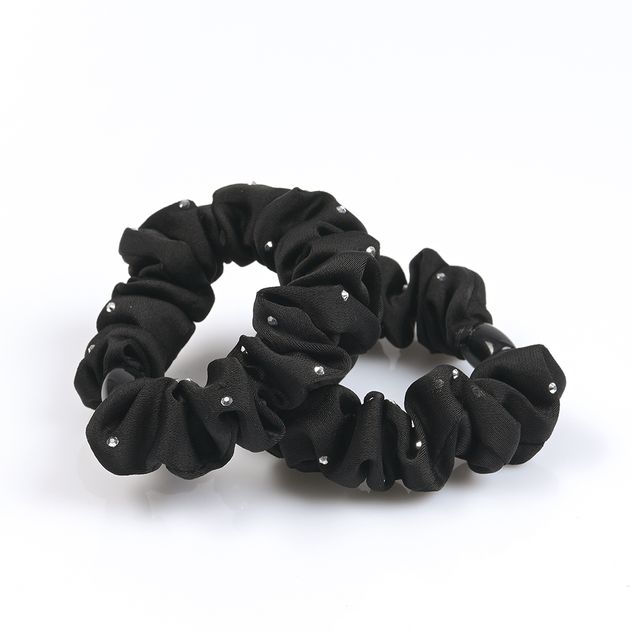 Set 2 elastice de par negre cu strasuri fine