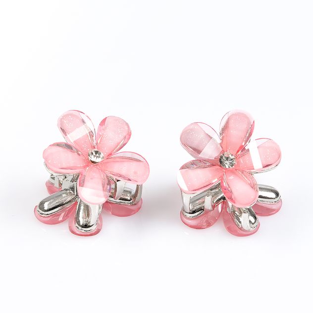 Set 2 clesti de par design floare roz