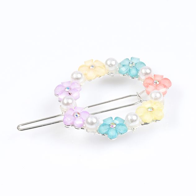 Agrafa de par cu flori multicolore
