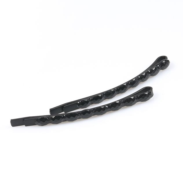 Set 2 agrafe de par cu pietre acrilice negre