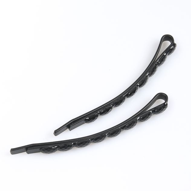 Set 2 agrafe de par cu pietre acrilice negre