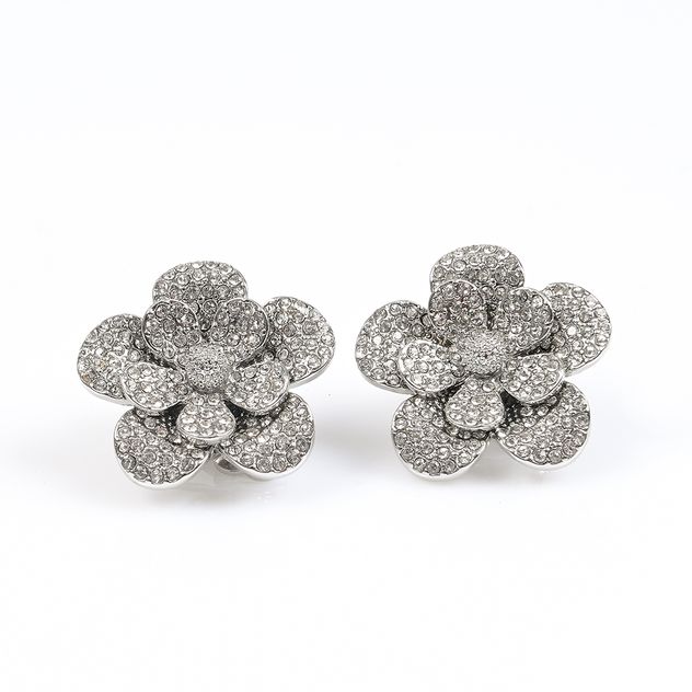Cercei floare cu cristale stralucitoare, design floral tridimensional