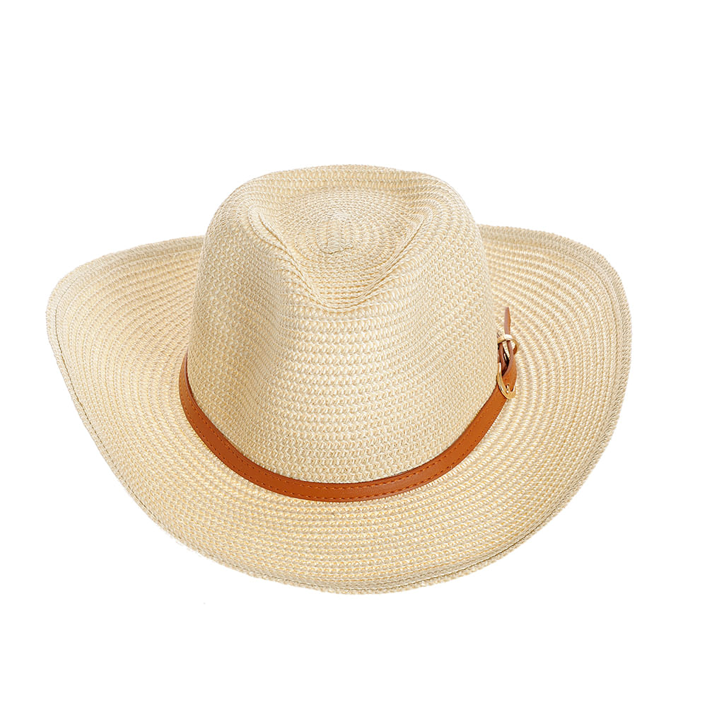 Palarie bej cu accesoriu tip curea