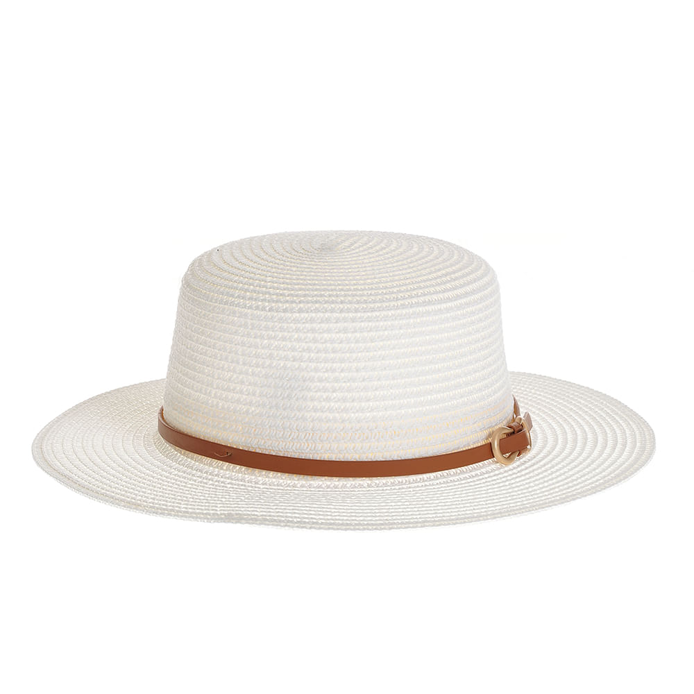 Palarie alba cu accesoriu tip curea - 1 | YEO