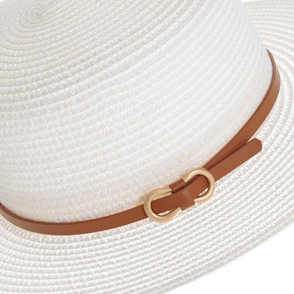 Palarie alba cu accesoriu tip curea - 3 | YEO
