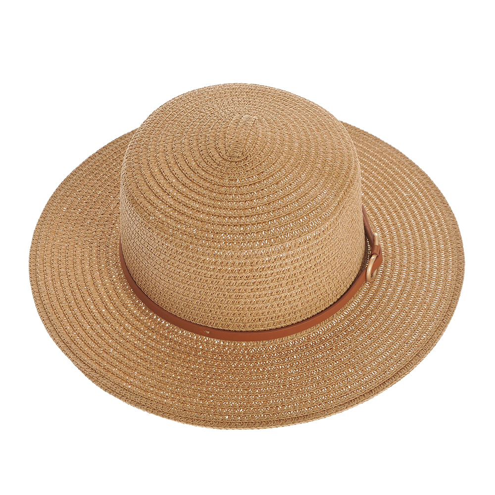 Palarie maro de vara cu accesoriu tip curea - 1 | YEO