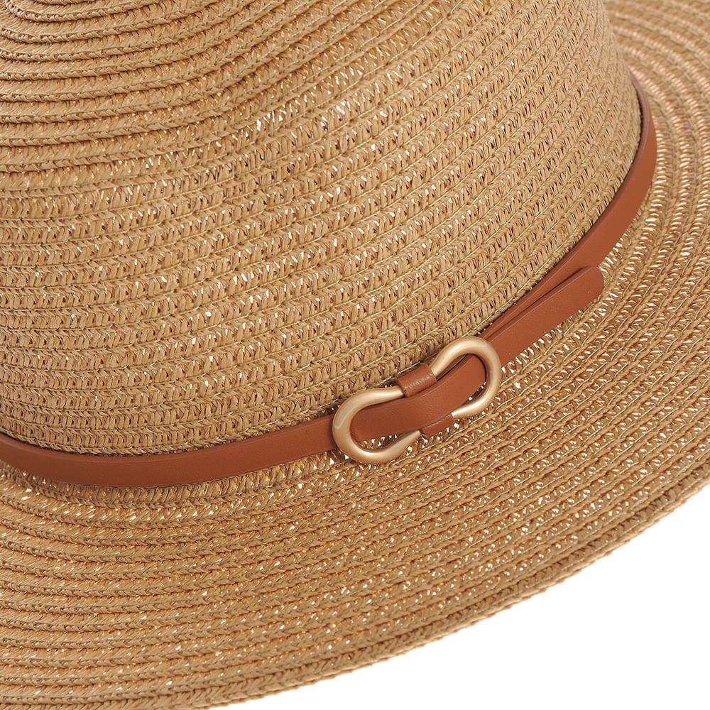 Palarie maro de vara cu accesoriu tip curea - 2 | YEO