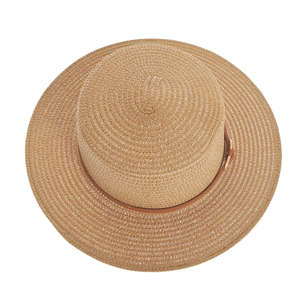 Palarie maro de vara cu accesoriu tip curea - 4 | YEO