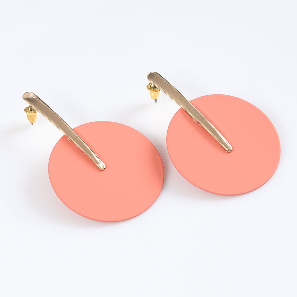 Cercei cu disc metalic corai - 1 | YEO