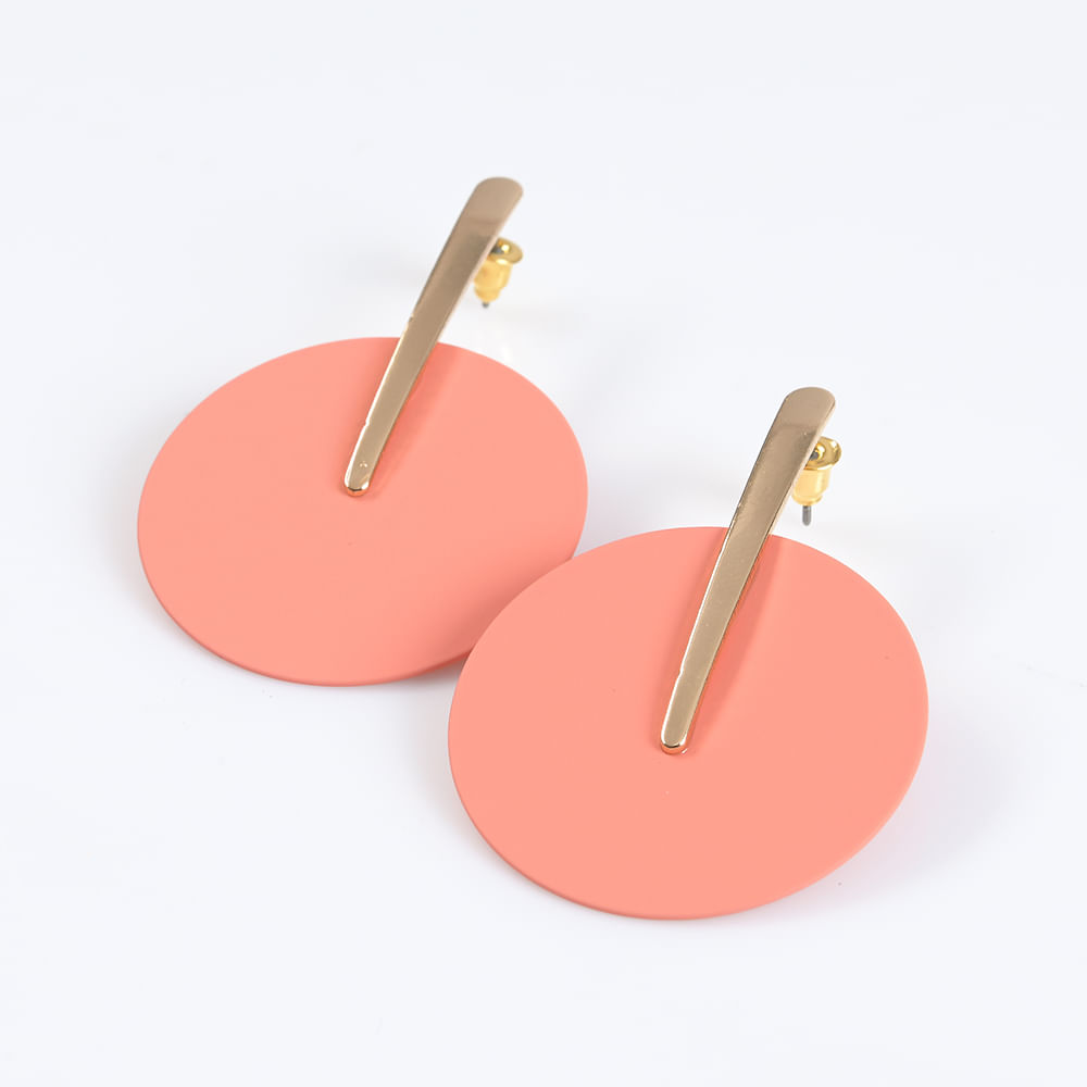 Cercei cu disc metalic corai - 2 | YEO