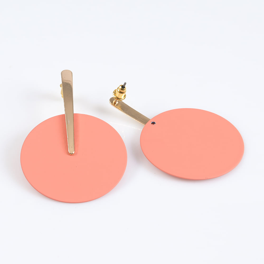 Cercei cu disc metalic corai - 3 | YEO