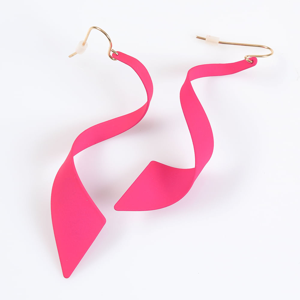 Cercei lungi fucsia cu forma spiralata - 1 | YEO