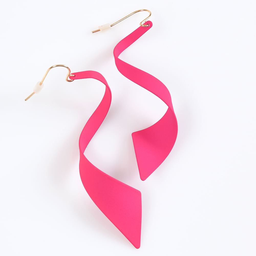 Cercei lungi fucsia cu forma spiralata - 2 | YEO