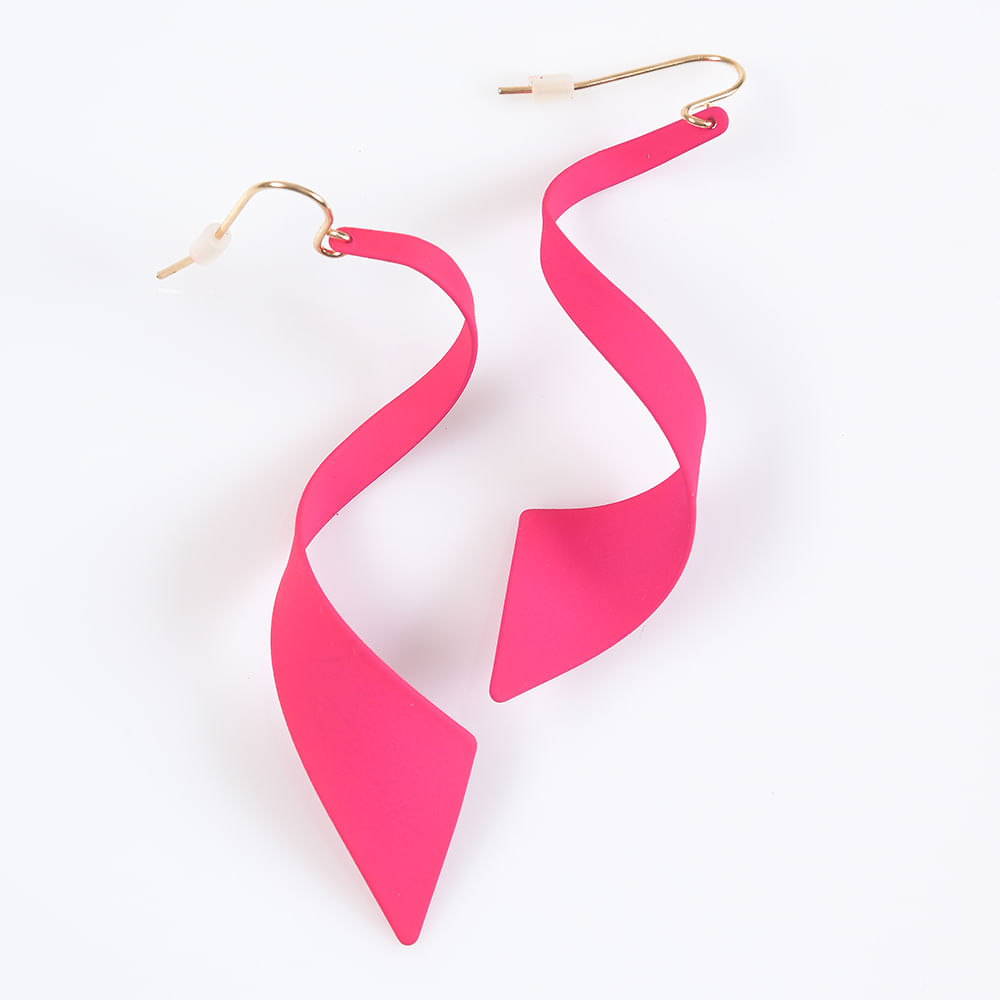 Cercei lungi fucsia cu forma spiralata - 3 | YEO