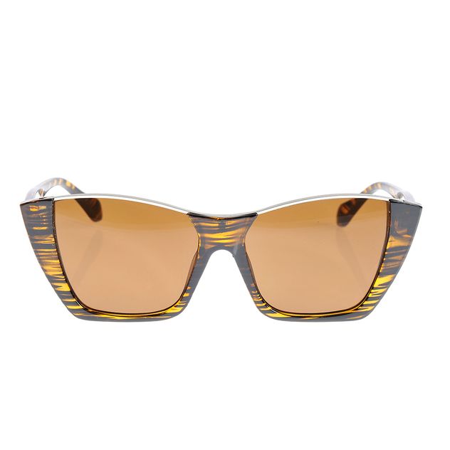 Ochelari de soare cat-eye cu rama animal print si lentile maro