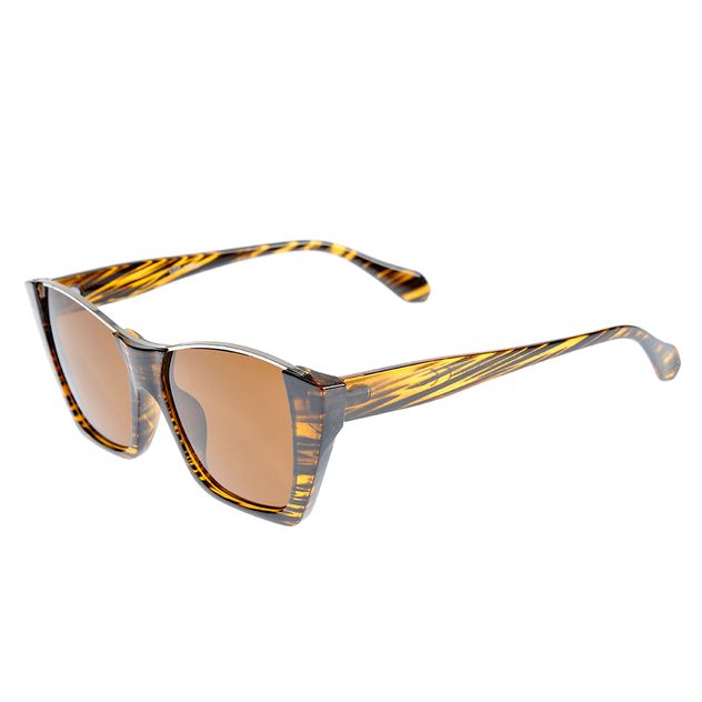 Ochelari de soare cat-eye cu rama animal print si lentile maro