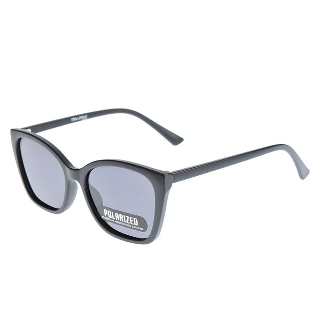 Ochelari de soare polarizati negri cu forma cat-eye si lentile gri