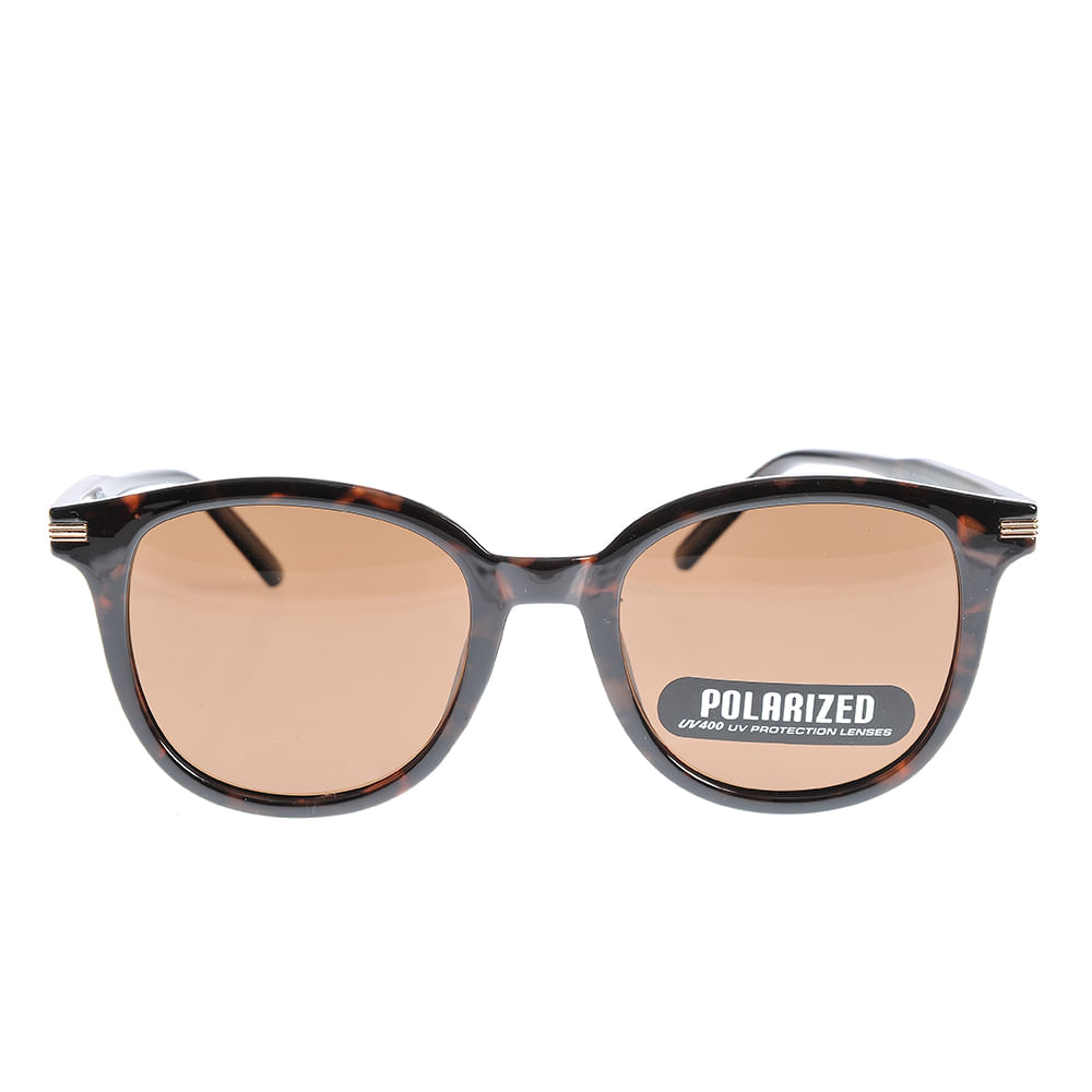 Ochelari de soare polarizati cu rama rotunda animal print si lentile maro
