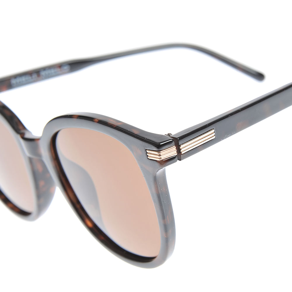 Ochelari de soare polarizati cu rama rotunda animal print si lentile maro - 2 | YEO