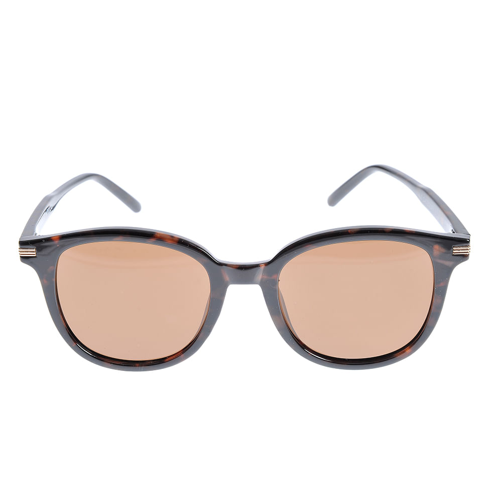 Ochelari de soare polarizati cu rama rotunda animal print si lentile maro - 3 | YEO
