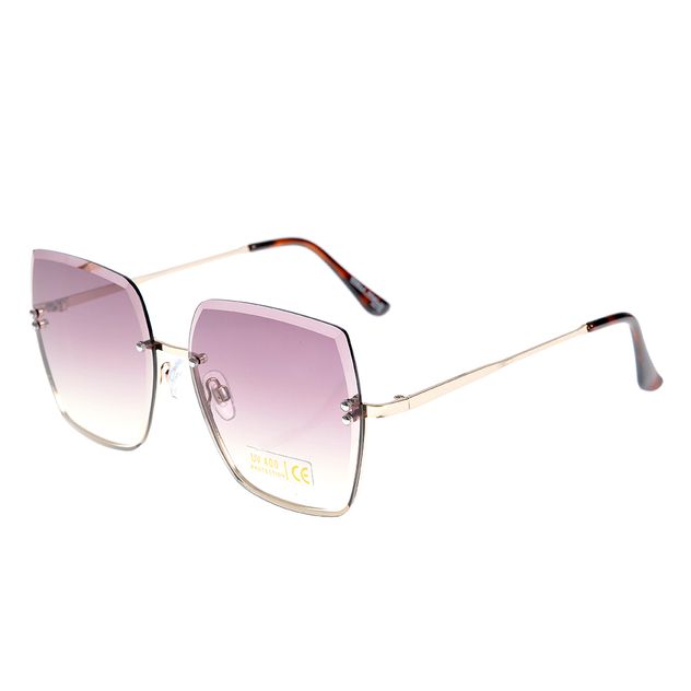 Ochelari de soare patrati cu lentile roz degrade si protectie UV400