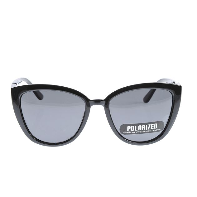 Ochelari de soare polarizati cat-eye cu rama neagra lucioasa