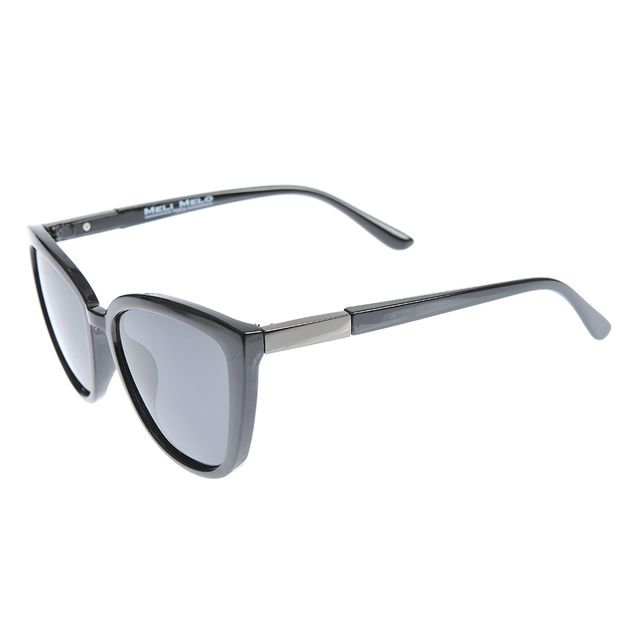 Ochelari de soare polarizati cat-eye cu rama neagra lucioasa