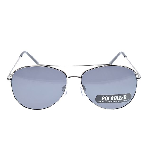 Ochelari de soare aviator polarizati cu rama metalica argintie