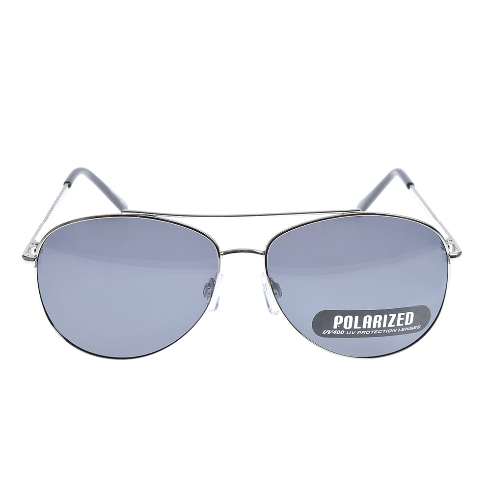 Ochelari de soare aviator polarizati cu rama metalica argintie