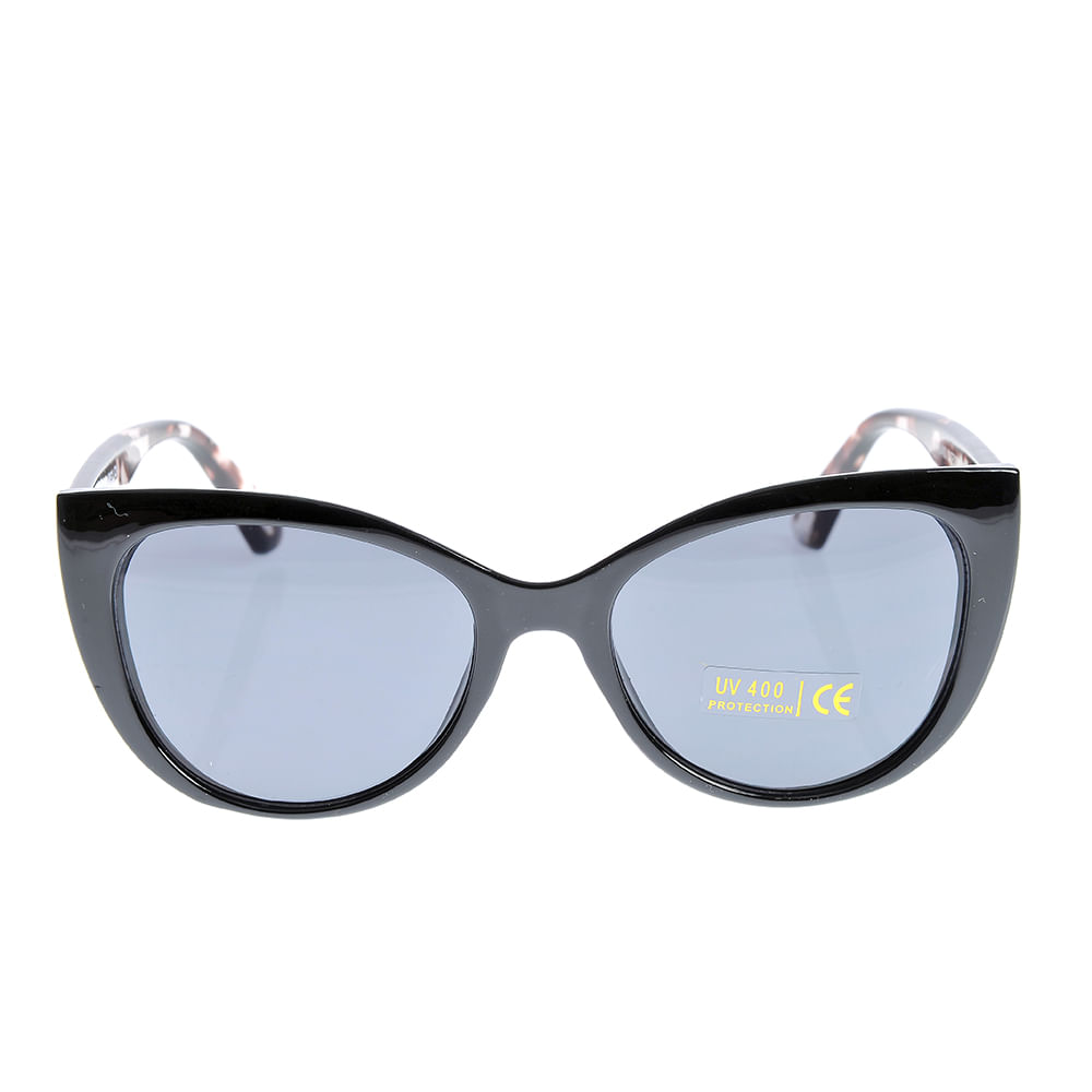 Ochelari de soare cat-eye cu rama neagra si brate in imprimeu animal print - 3 | YEO