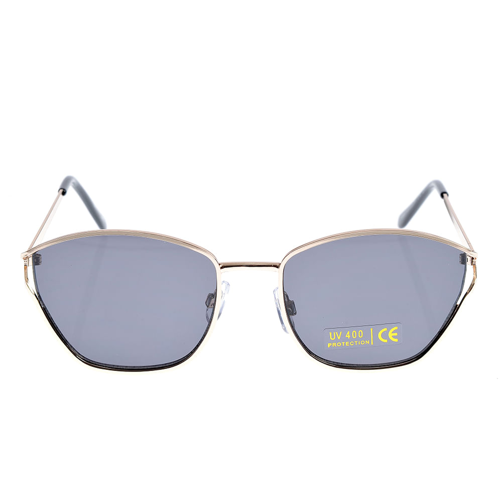 Ochelari de soare cu rama metalica aurie si lentile fumurii UV400