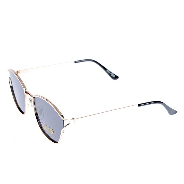Ochelari de soare cu rama metalica aurie si lentile fumurii UV400
