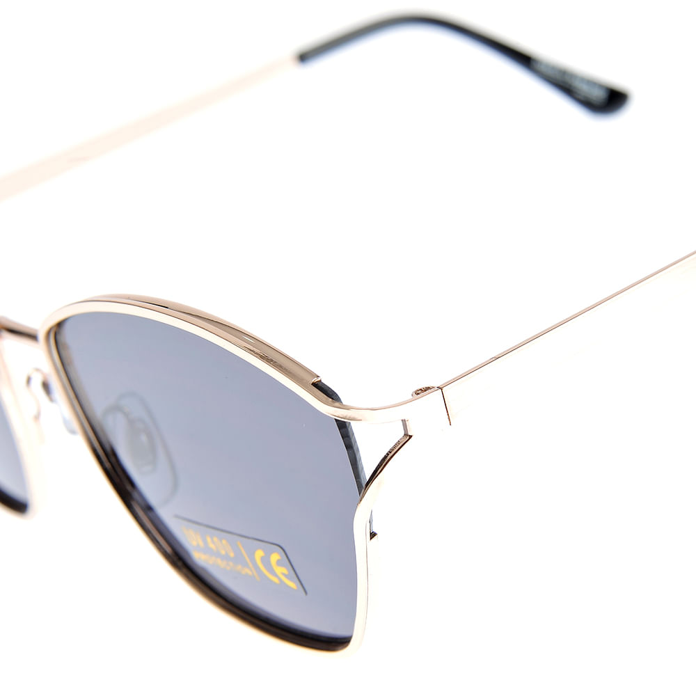 Ochelari de soare cu rama metalica aurie si lentile fumurii UV400 - 2 | YEO